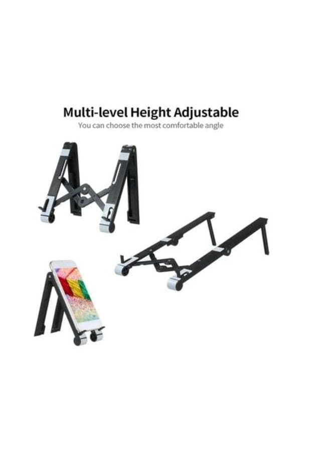 XS-804 Adjustable Desktop Stand for Mobile Phones, Tablets & Laptops, 180° Rotating Foldable Device Holder with Multi-Level Height Adjustment, Stable Support for Home, Office & Study – Black Mounts & Holders (٣)