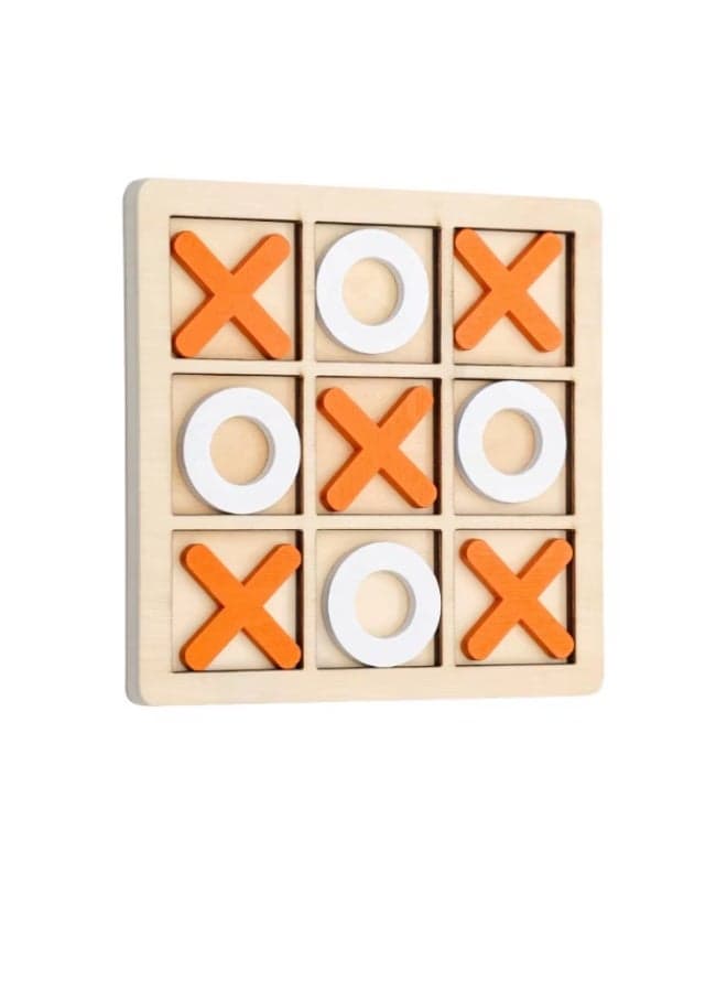 Wooden board game for parent-child interaction: XO Tic Tac Toe Chess, funny developmental educational puzzles Stacking Blocks & Games