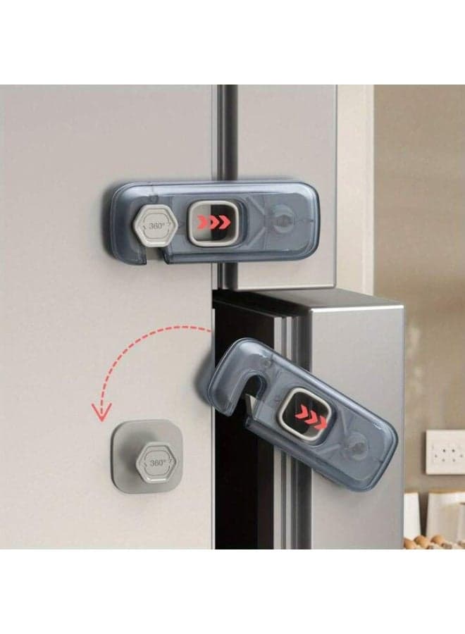 Luxury Refrigerator Safety Lock with 360° Rotation - Child Proof Lock for Appliances & Cabinets (Strong Adhesive) (٣)