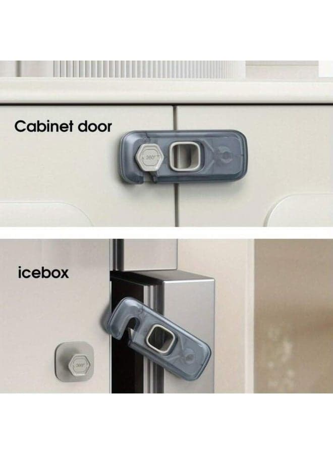 Luxury Refrigerator Safety Lock with 360° Rotation - Child Proof Lock for Appliances & Cabinets (Strong Adhesive) (٤)