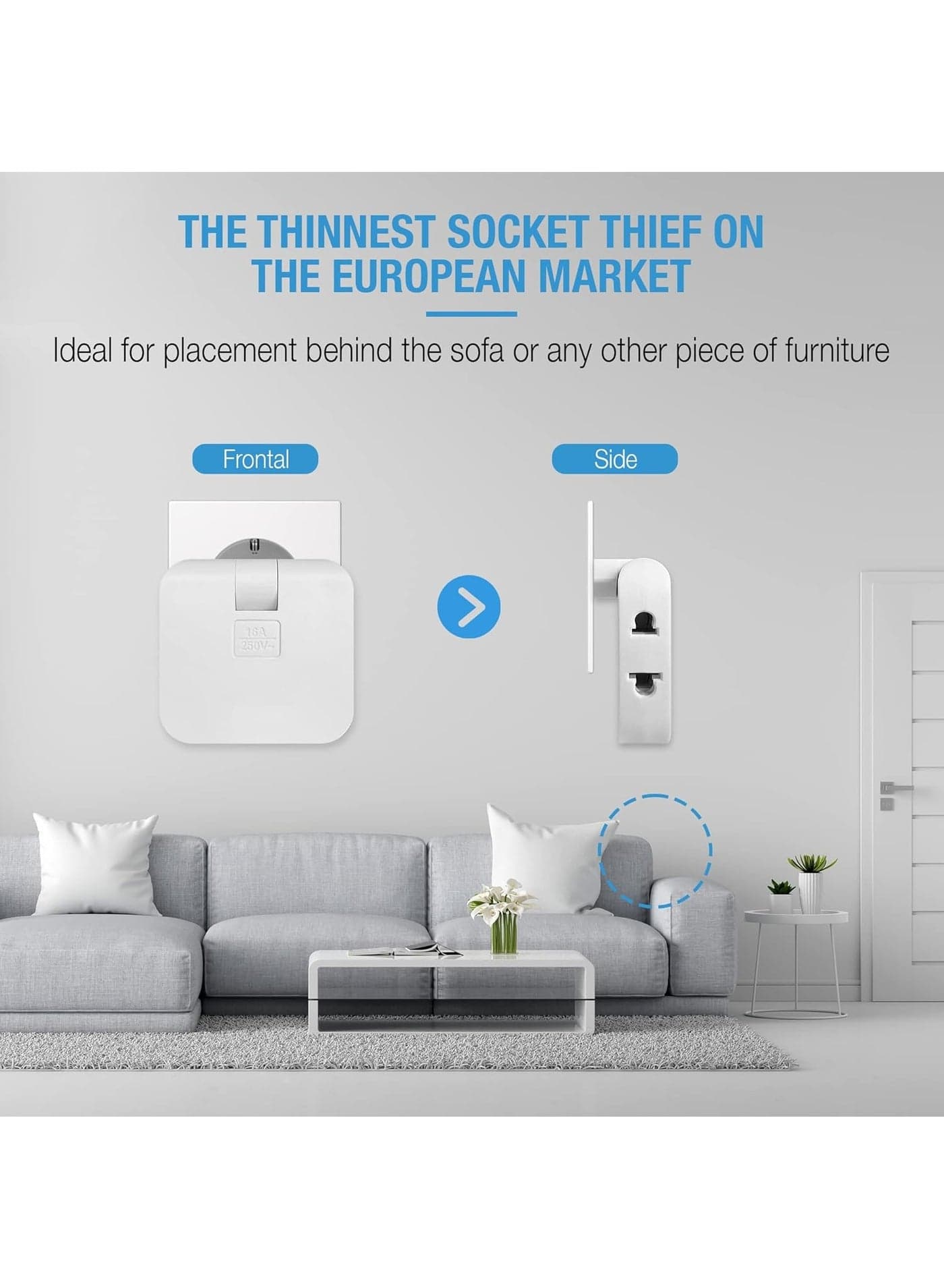 3-Outlet Travel Plug Adapter with 180° Swivel Folding Plug, Compact Multi-Socket Power Adapter for Connecting Up to 3 Compatible Devices, 110–250V 50–60Hz, Suitable for Chargers, Phones, Small Electronics, Home, Office and Travel, 1 Piece (٣)