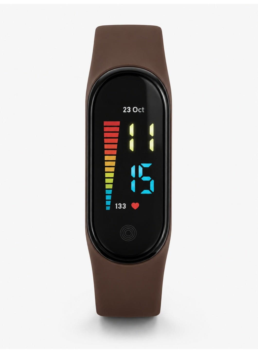 ساعة يد ديجيتال رياضية بشاشة ملونة وسوار سيليكون بني قابل للتعديل Women's Wrist Watches