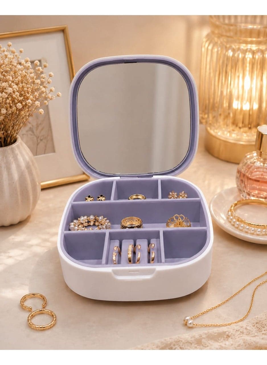 Portable accessories and jewelry organizer with built-in mirror Jewellery Organizers (٥)