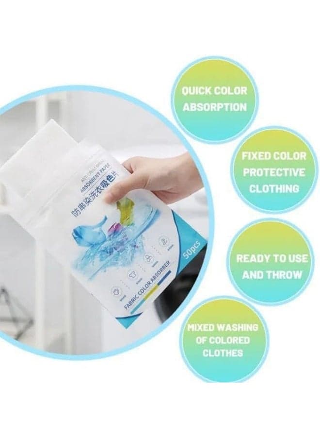 Color Absorbing Laundry Sheets for Washing Machine 50 PCS – High Quality Anti Color Transfer Sheets to Protect Clothes and Keep Fabrics Bright, Clean & Color Safe During Washing Colour Care (٢)