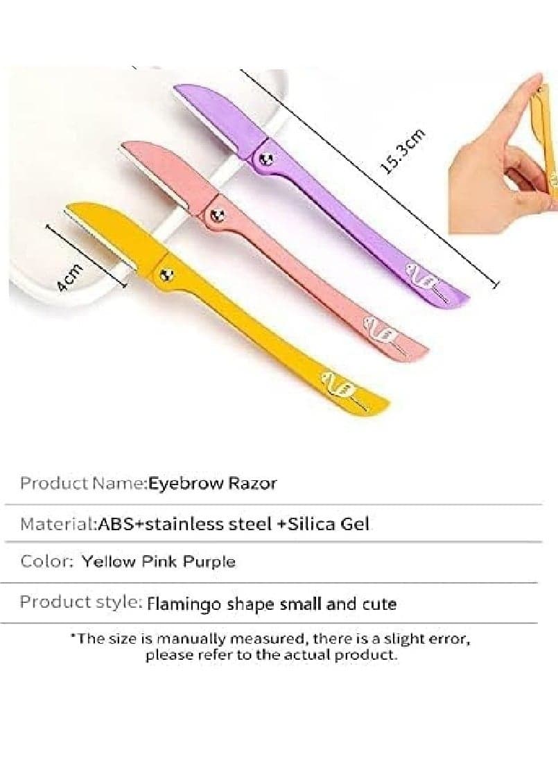 3-Piece Flamingos Ladies Razor For Facial And Body Hair Yellow/Pink/Purple Personal Care (5)