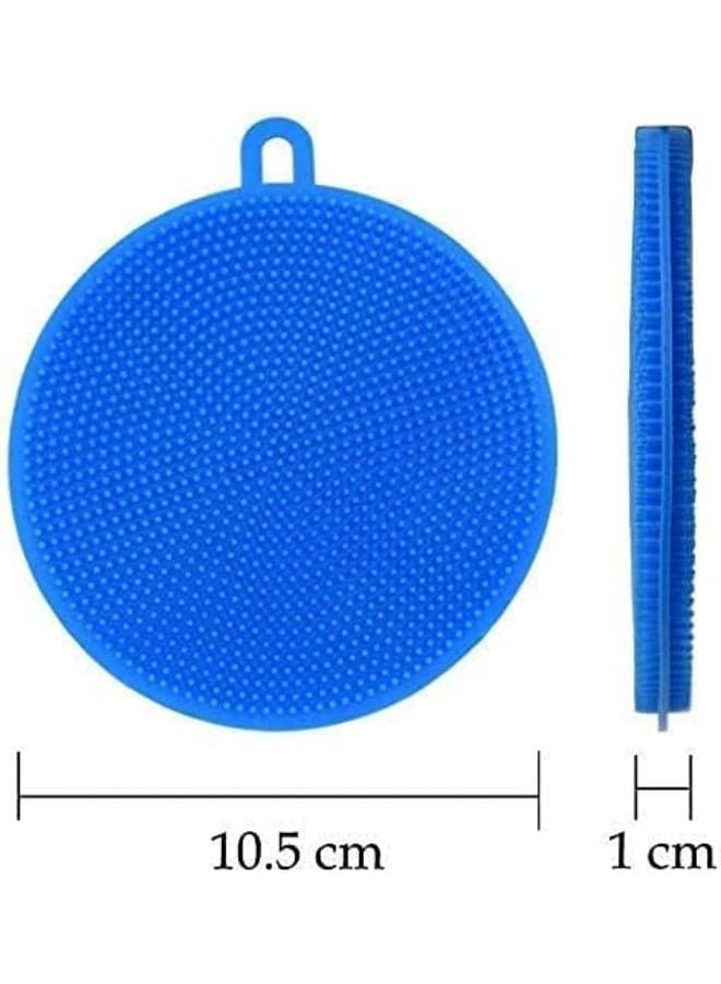 Silicone Washing Sponge Antibacterial Silicone Dish Scrubber Fruit and Vegetable Washing Brush Round Scrubber Pad Multipurpose - 2 Piece Household Cleaning Sponges (٥)