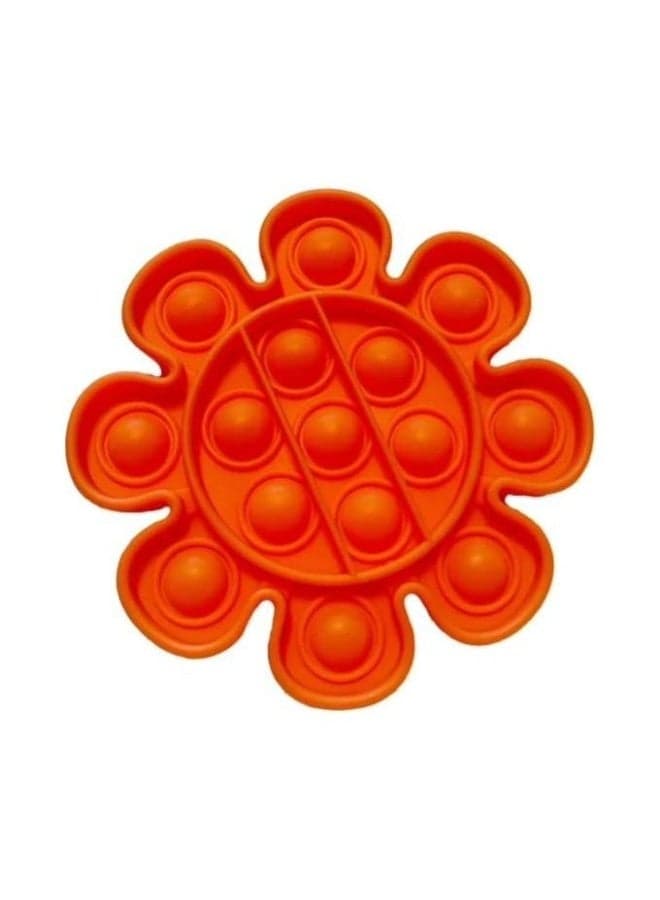 Flower Shape Pop It Fidget Toy – Orange Silicone Stress Relief Toy for Kids & Adults
