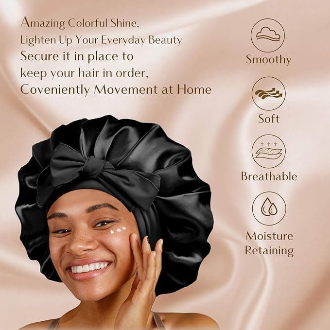 Satin Sleep Bonnet, Premium Soft Fabric, Large Size (Random Color) Headbands (٧)