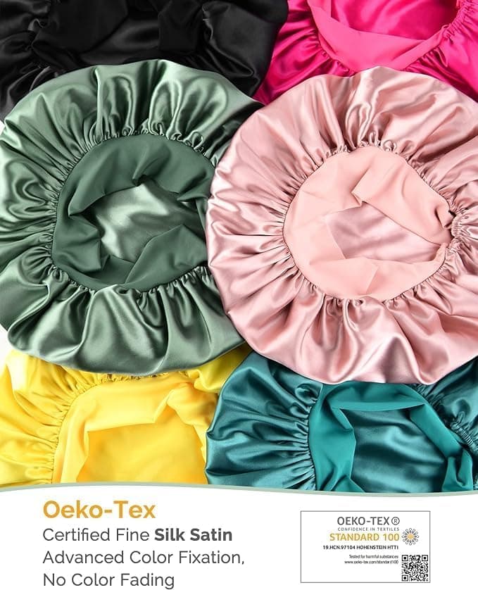Satin Sleep Bonnet, Premium Soft Fabric, Large Size (Random Color) Headbands (٨)