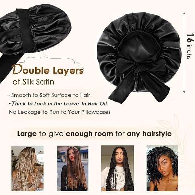 Satin Sleep Bonnet, Premium Soft Fabric, Large Size (Random Color) Headbands (٦)