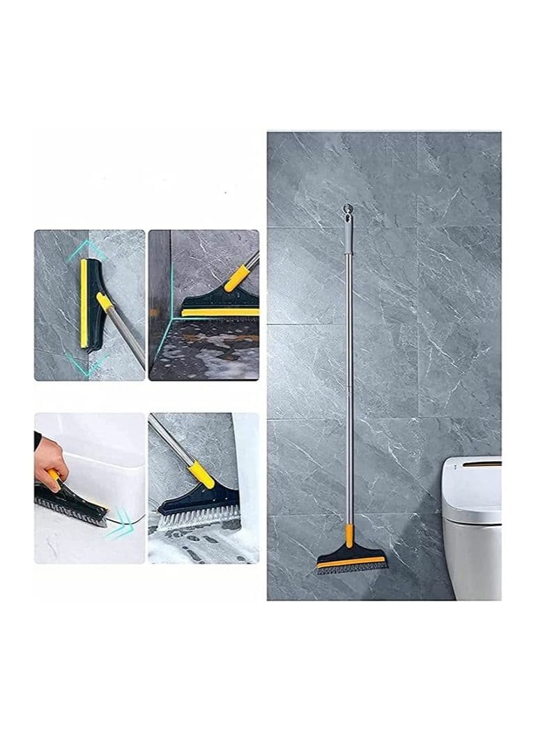 2 in 1 Floor Scrubber Brush with Upgraded Long Handle 3 Poles Stiff Bristle Scrubber Brush with 120 Degree Rotating Mop Rubber for Bathroom Glass and Kitchen Cleaning Cleaning Wet Wipes (٣)
