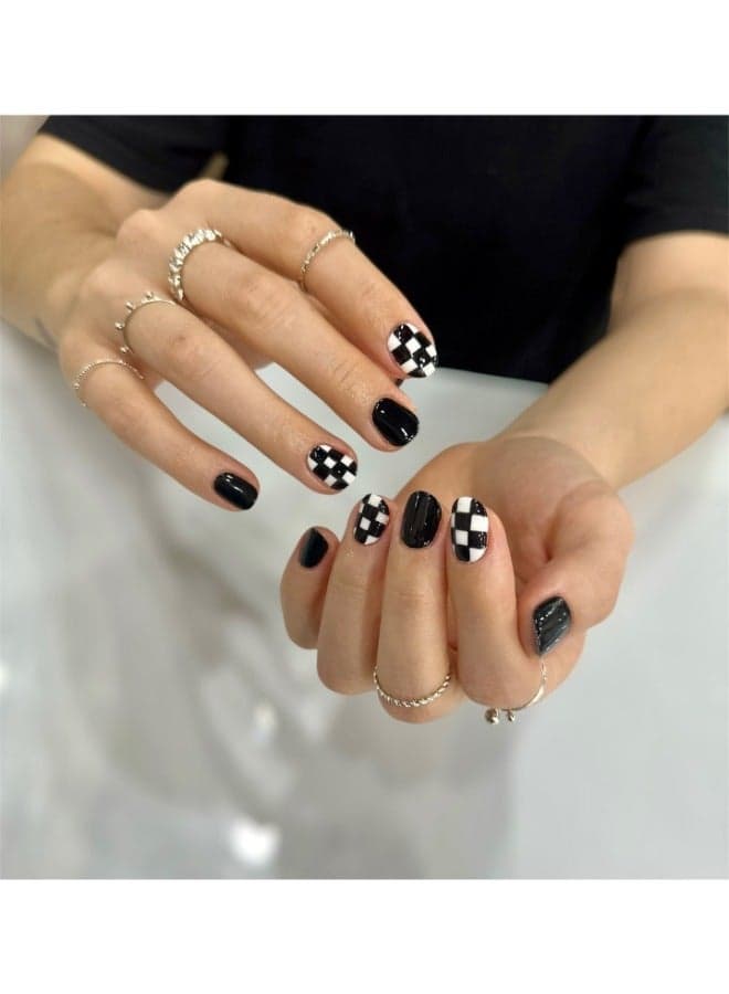 Easy-Apply Fake Nails - 12 pcs for a Stunning Look Press On False Nails (٧)