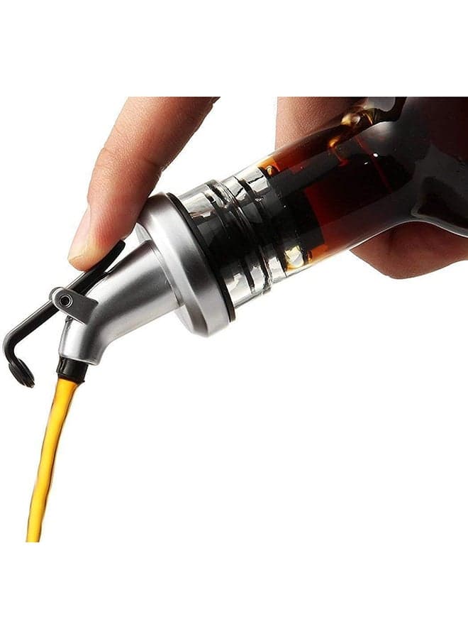 Glass Oil Bottle And Vinegar Pouring Dispenser, Condiment Set, Cruet, Seasoning For Dining Table And Kitchen, Airtight And Nondrip Bottle Stoppers, Glass 500Ml (Pack Of 2) (4)