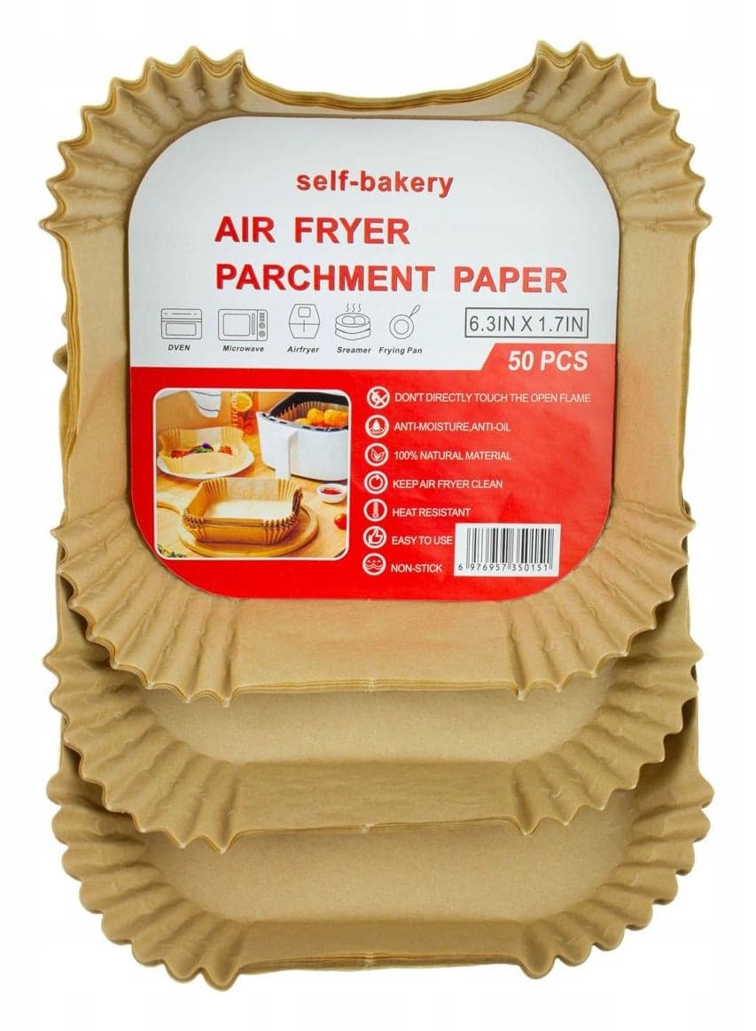 Air Fryer Paper Liners - 50 Pieces, Non-Stick, Square, Small Baking Parchment Papers (٢)