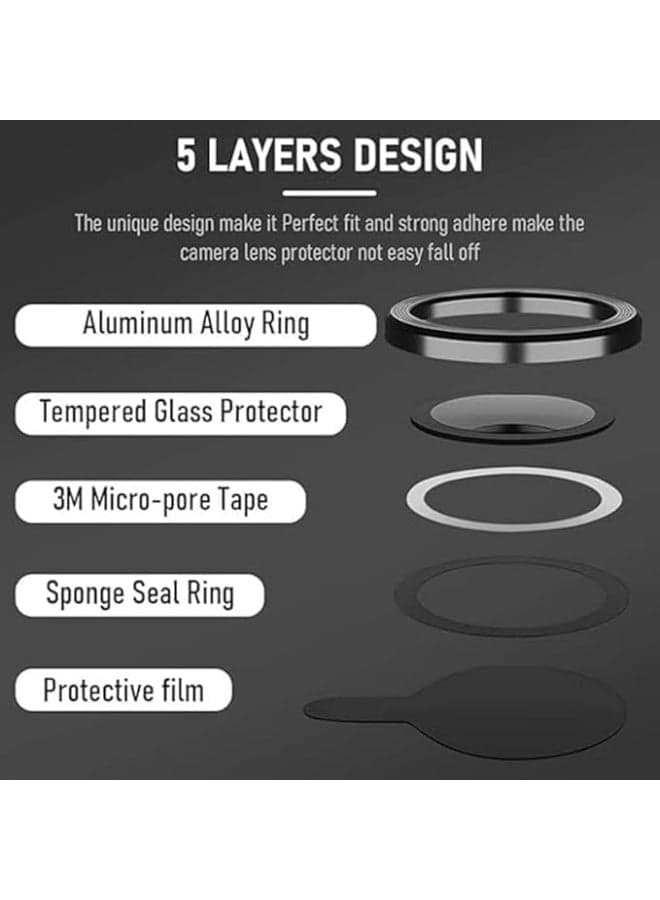 Glass Camera Lens Frame Protector Compatible For Redmi 13 - Silver Mobile Lens & Lens Protectors (٦)