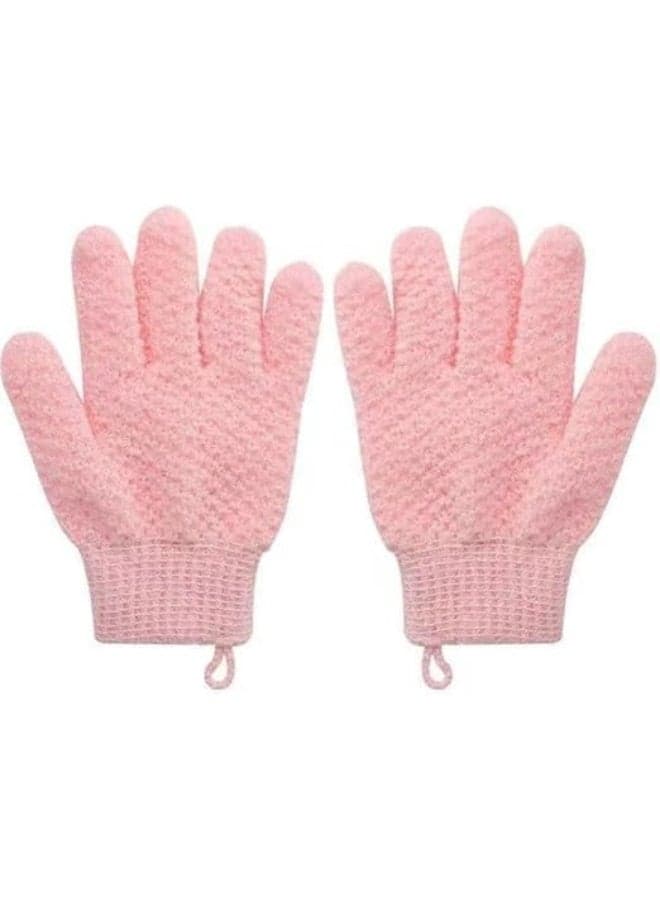 Alice Exfoliating Gloves for Face and Body, Pink Bath Gloves (2)