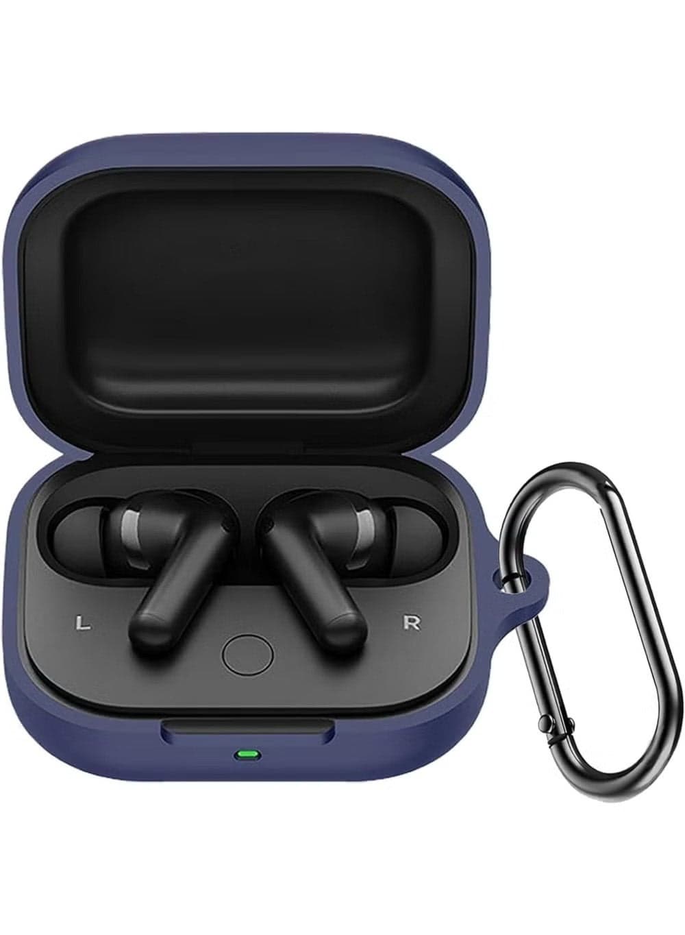 Case Cover, Soft Silicone Shockproof Protective Case Wireless Earbuds with Carabiner, Front LED Visible For otorola Moto Buds/Moto Buds+ (Blue) Headphone Cases