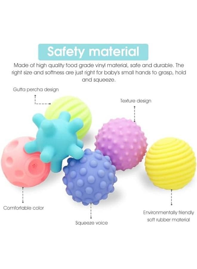 Patpat balls for kids squeeze ball toys 18+ months for toddlers 1-3, bath toy squeak ball toy sensory baby toy for kids, sensory ball for babies, soft vinyl ball toy with gift box (6 pack) Outdoor Play Balls (٣)