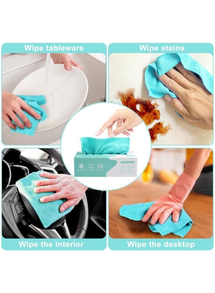 Multi-Color Reusable Microfiber Cleaning Cloths 20 pieces – Tissue Box Style Kitchen Accessories (٣)