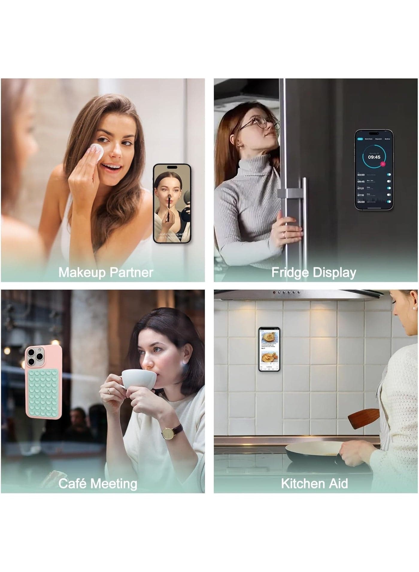 Mobile Phone Silicone Suction Cup Holder, Non-Slip Pad, Hands-Free Mount Double Sided Phone Suction Holder Back of Phone Sticky Grip Multipurpose Suction Phone Case for Shower Mirror Car Selfies (5cm x 8cm) -Fuchsia Phone Grips & Stands (٧)