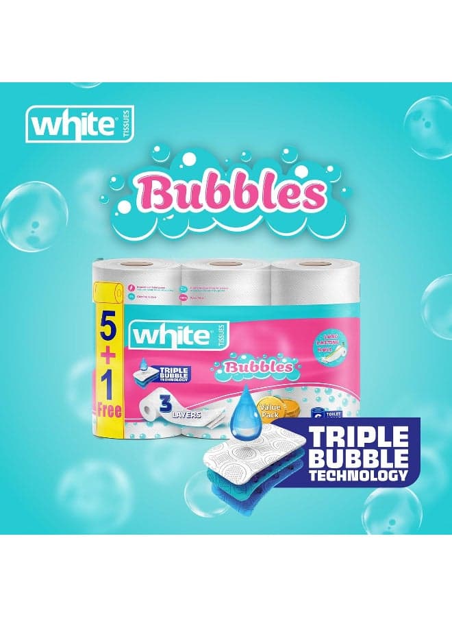 White Bubbles 3-Ply Toilet Paper - 6 Rolls Toilet Tissues (4)