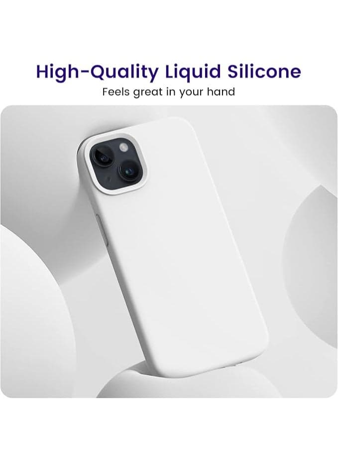 Silicone Phone Case Compatible with Apple iPhone 13/14 - Made of Silicone and Soft Heat Resistant Polyurethane - white (2)