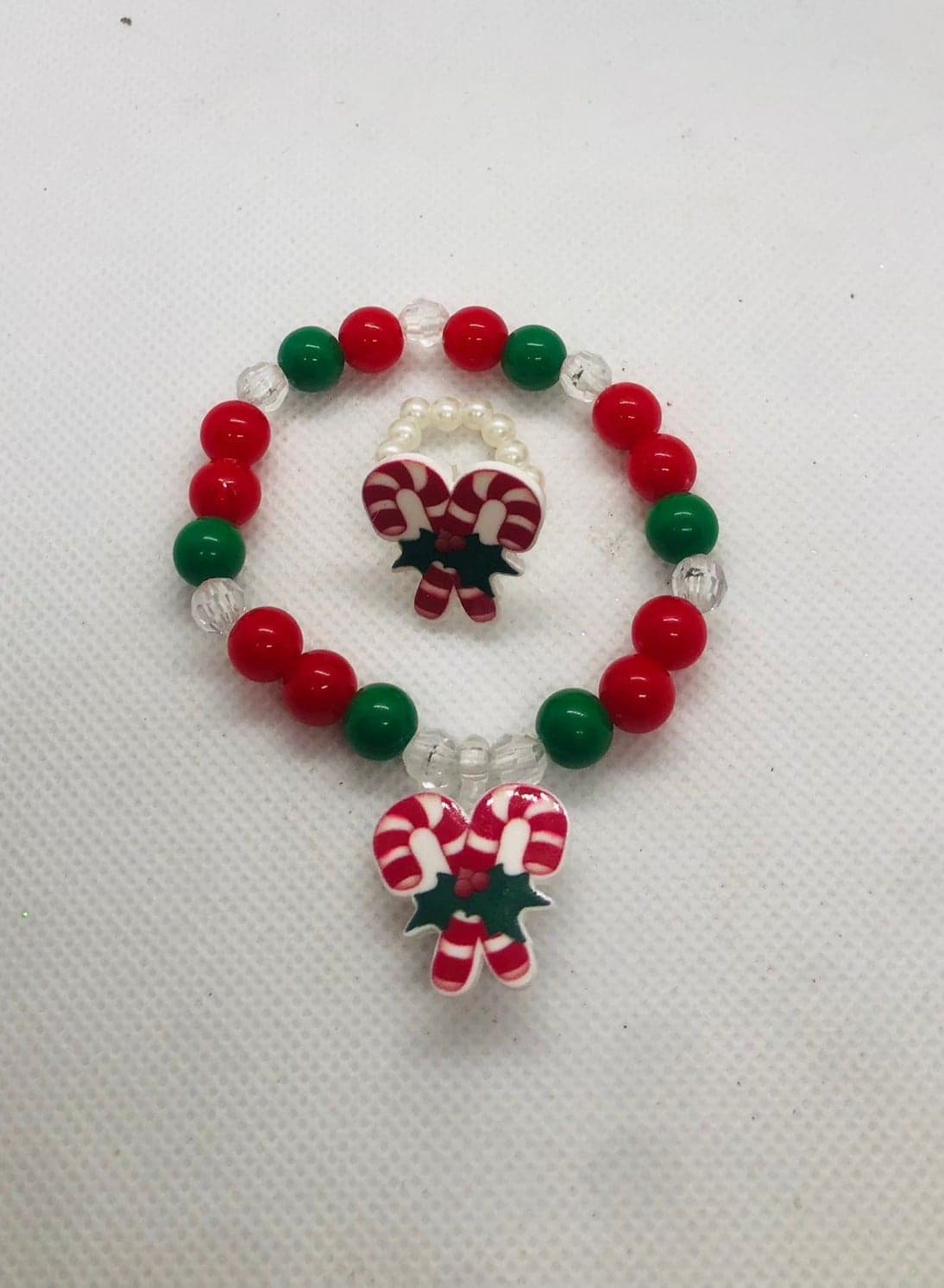 1 Set of Christmas Accessories, Girls' Bracelet and Ring, Santa and Snowman Shapes Home Decor Ornaments (٣)