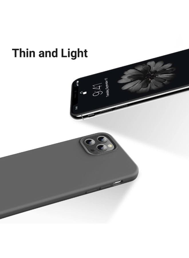 Compatible with iPhone 14 Pro Case 6.1 Inch Slim Liquid Silicone 4 Layers Soft Gel Rubber Shockproof Protective Phone Case with Anti Scratch Microfiber Lining (Dark Grey) Cases & Covers (٤)