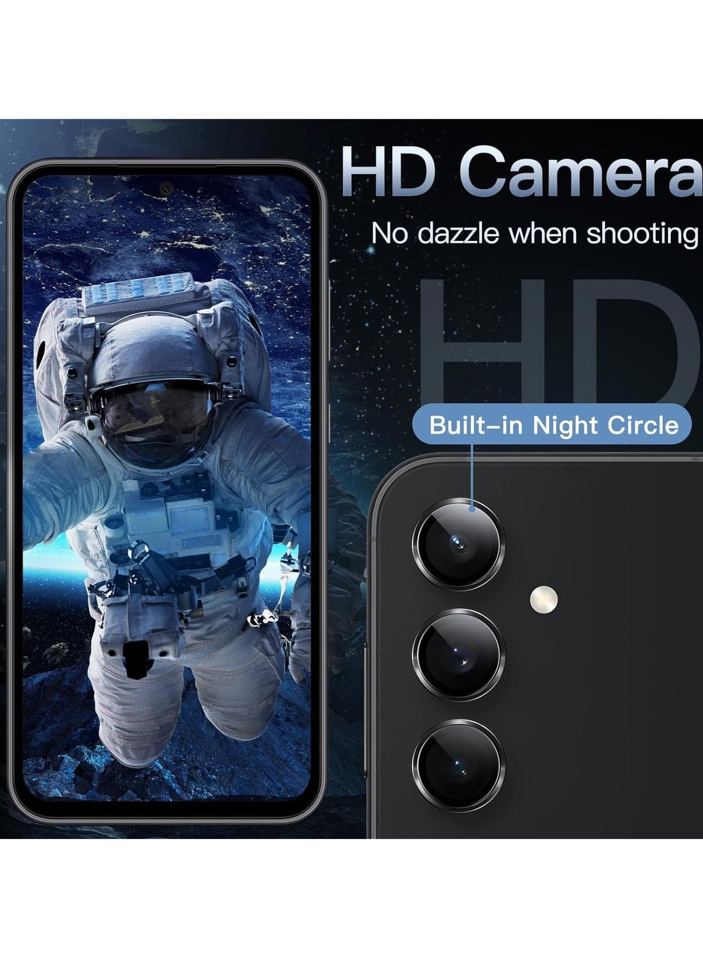 Camera Lens Protector for Samsung Galaxy S23 FE 6.4 Inch 9H Tempered Glass Metal Individual Ring Cover HD Clear (Black) Mobile Lens & Lens Protectors (٣)