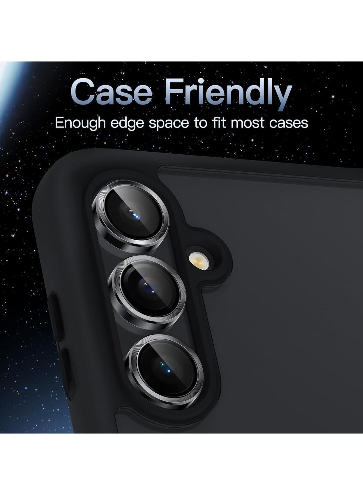 Camera Lens Protector for Samsung Galaxy S23 FE 6.4 Inch 9H Tempered Glass Metal Individual Ring Cover HD Clear (Black) Mobile Lens & Lens Protectors (٥)