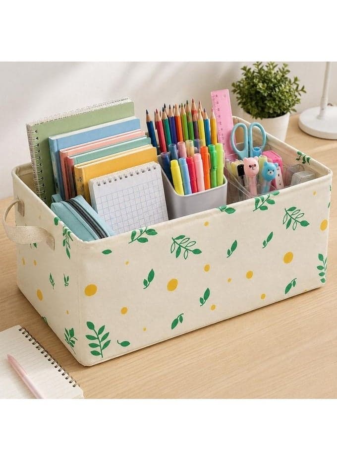 Versatile storage organizer for clothes, toys, and household items; rectangular fabric storage box with side carry handles—ideal for closets, shelves, bedrooms, and children's rooms. (٢)