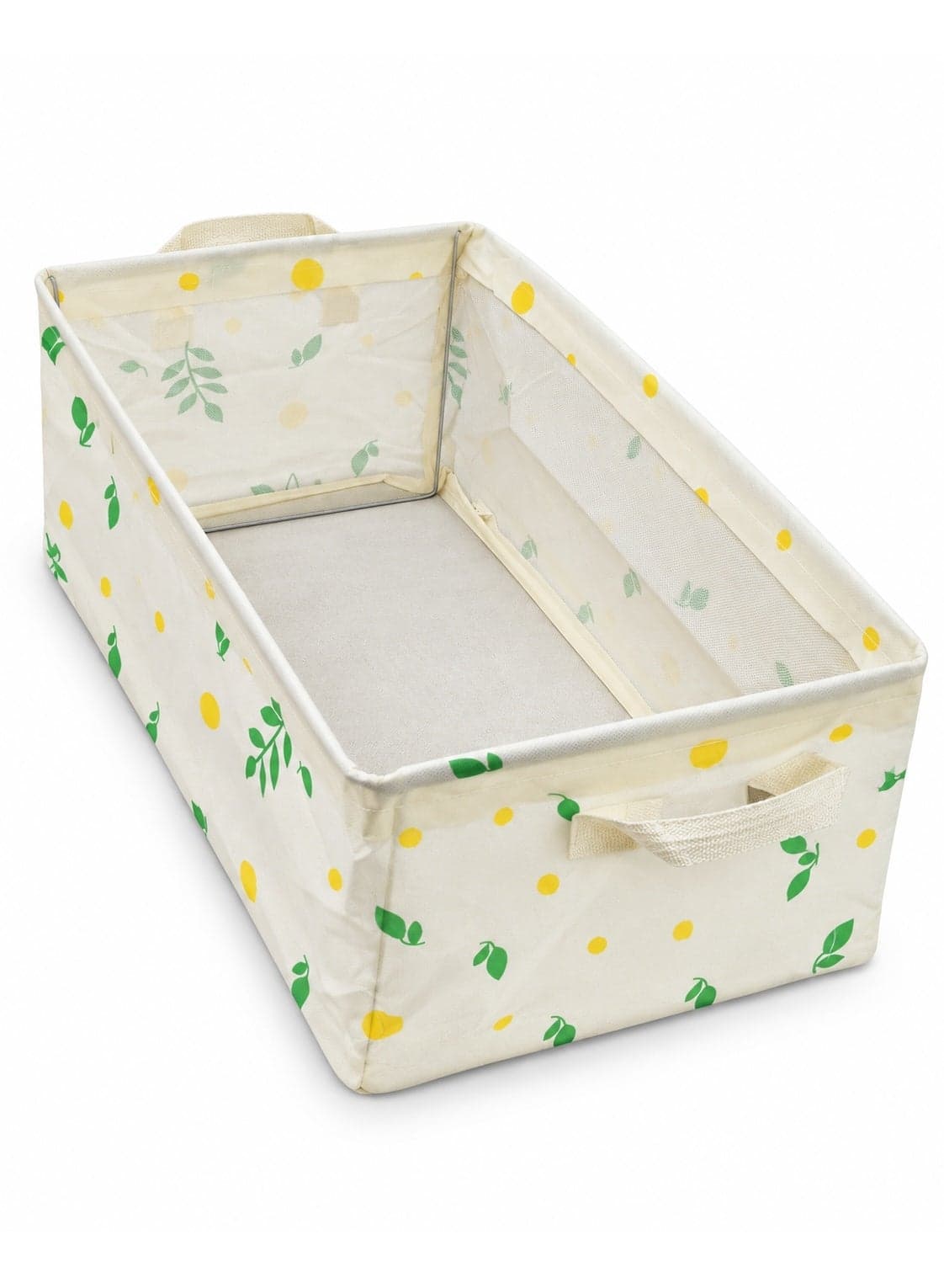 Versatile storage organizer for clothes, toys, and household items; rectangular fabric storage box with side carry handles—ideal for closets, shelves, bedrooms, and children's rooms.