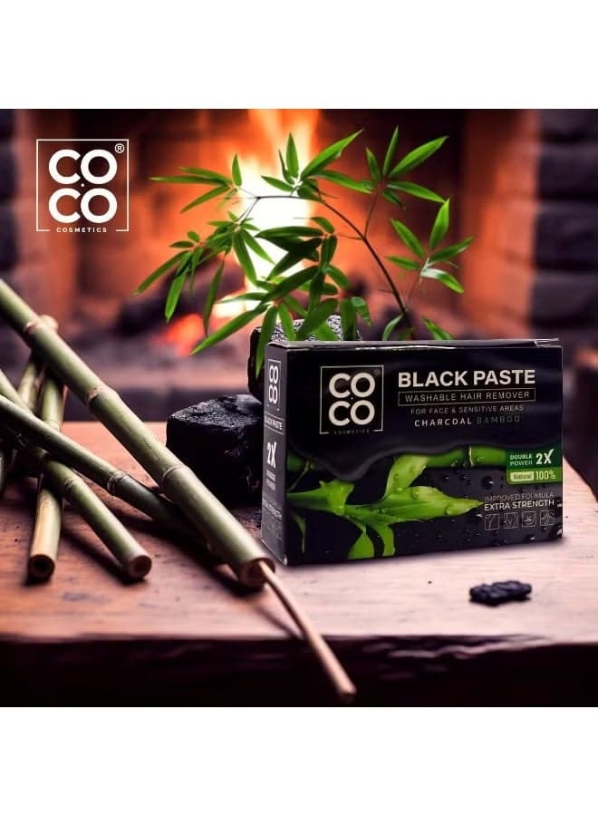 Coco Wax – Washable Hair Remover, Black Paste, 100% Natural, Improved Formula with Extra Strength 2X Double Power – For Face & Sensitive Areas, 100g (Charcoal Bamboo) Personal Care (٤)