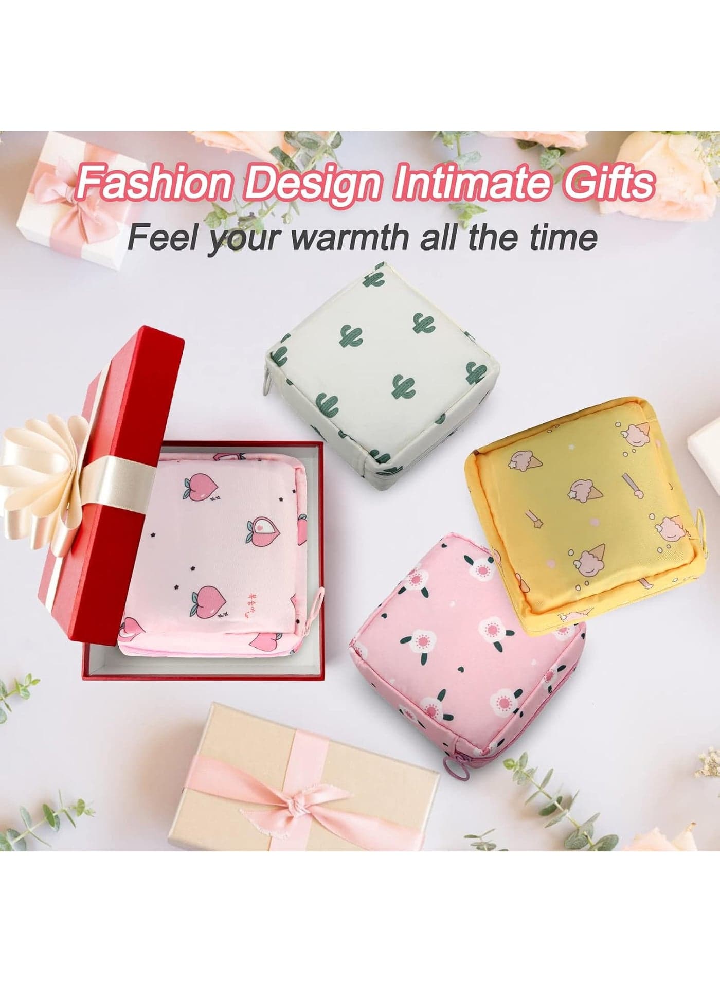 1-piece sanitary pad storage pouch, menstrual pad bag, portable sanitary napkin storage case made of nylon Oxford fabric with a zipper—designed for women and ladies. (٤)