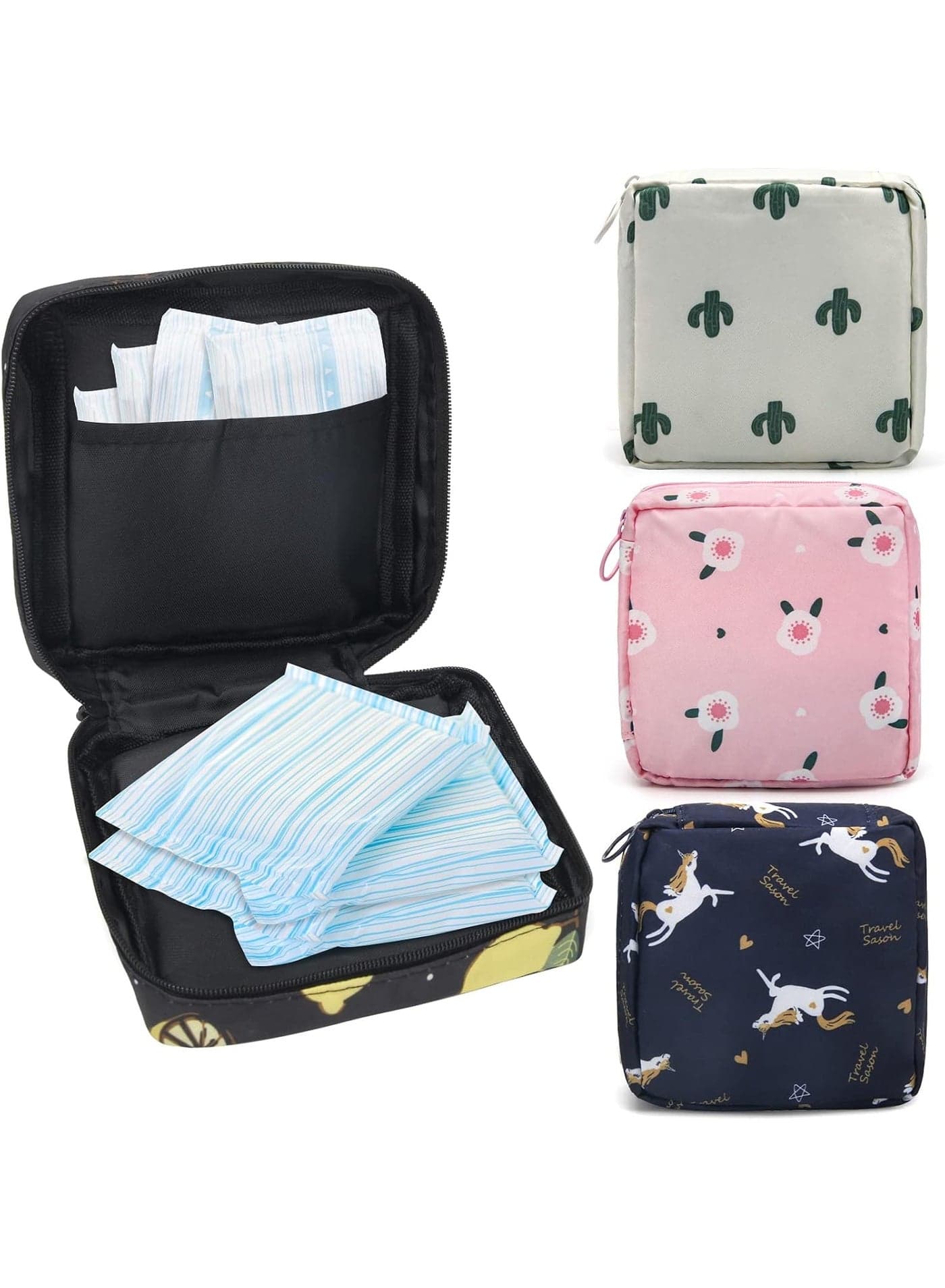 1-piece sanitary pad storage pouch, menstrual pad bag, portable sanitary napkin storage case made of nylon Oxford fabric with a zipper—designed for women and ladies.