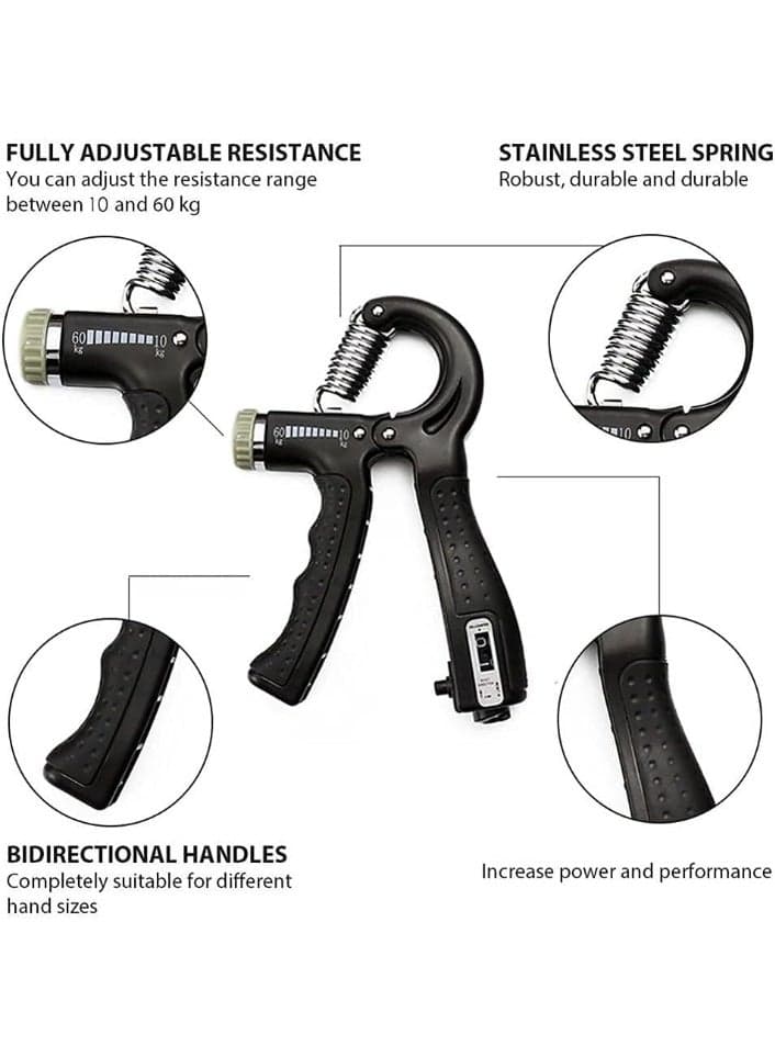 10-60Kg Hand Grip Strengthener, Automatic Counting Adjustable Resistance Hand Gripper Exerciser Grip Strength Trainer with Counting (٣)