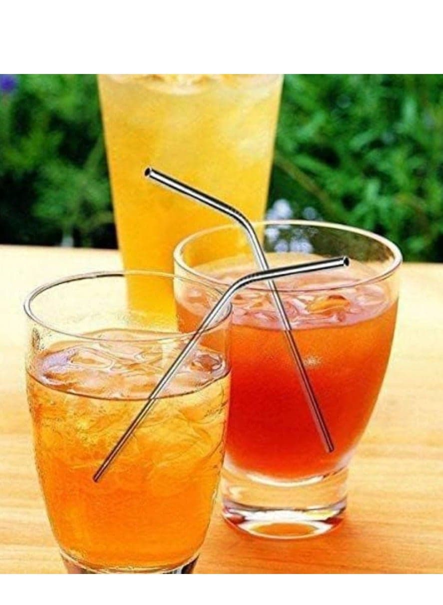 Reusable Transparent stainless steel Drinking Straws silver Cups & Straws (3)