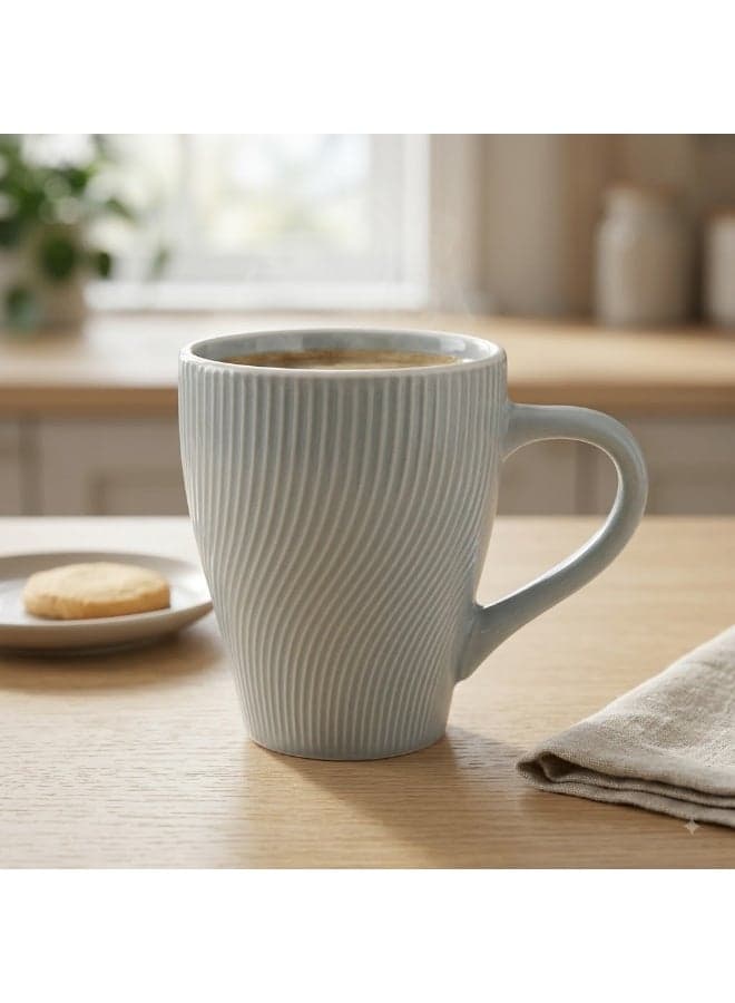 Ceramic Coffee and Tea Mug 1-Piece Textured Wavy Ribbed Design in Light Blue (٣)