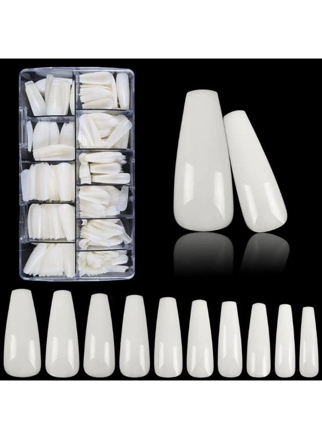 False Round Nails Full Cover Artificial Press On Nails Natural |WHITE | 100 PCS (4)