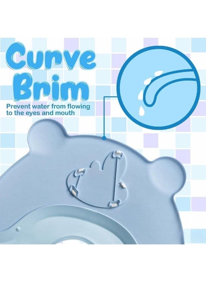 Adjustable Silicone Shampoo Cap, Soft Waterproof Shampoo Cap with Earmuffs, Protective Shower Cap for Hair Washing, Keeps Water Out of Eyes During Bath Time (Light Blue) (4)