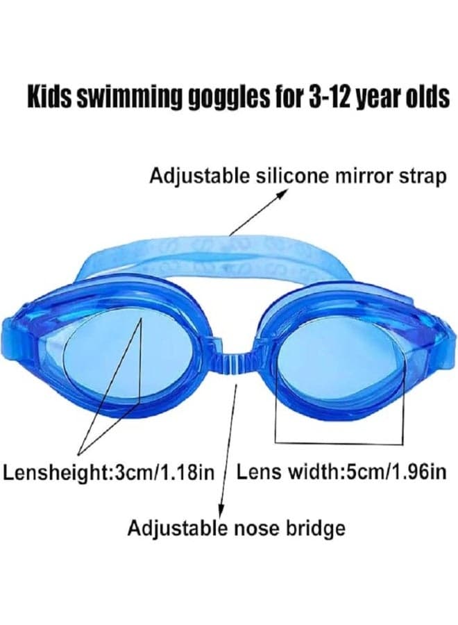 Kids Swimming Goggles 2 Pack - Silicone Waterproof Goggles for Girls and Boys With Clear Lenses and Adjustable Shoulder Straps (٣)