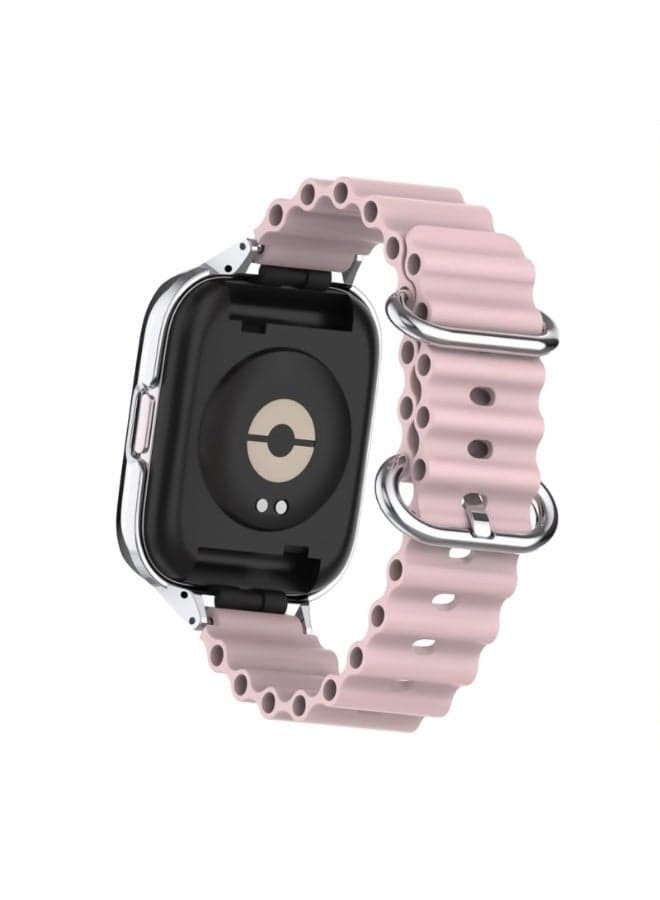 Ocean Strap Compatible with Xiaomi Mi Watch Lite/Redmi Watch, Adjustable Silicone Strap with Metal Buckle, Band With Frame Metal Women Men Replacement Strap (Pink Sand) Smartwatch Bands (٥)