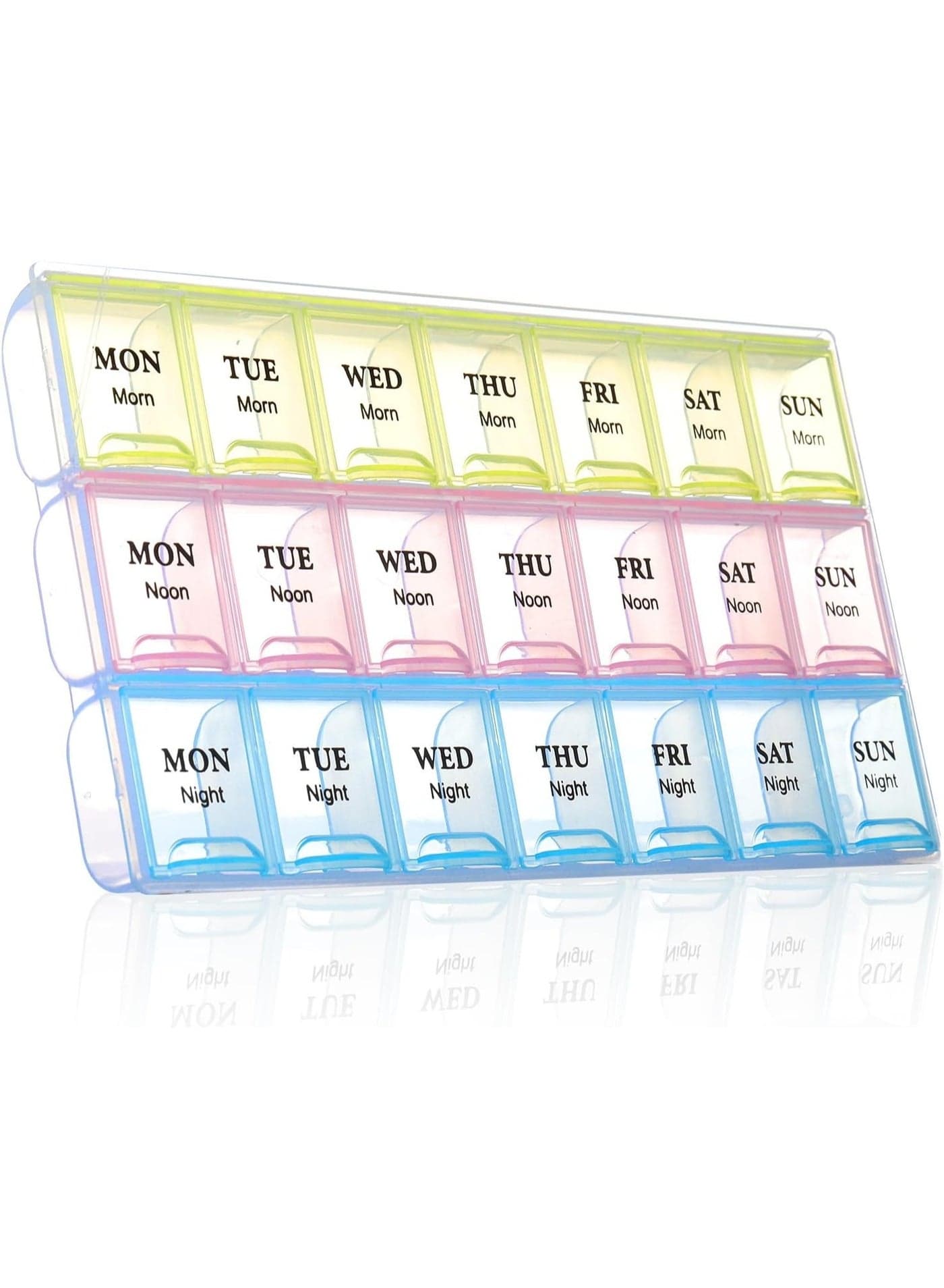 7-Day Pill Organizer with 3 Compartments Per Day - 21 Weekly Compartments, Morning, Noon, and Night Medication Planner - Portable Weekly Pill Box for Travel and Daily Use Pill Cases & Splitters