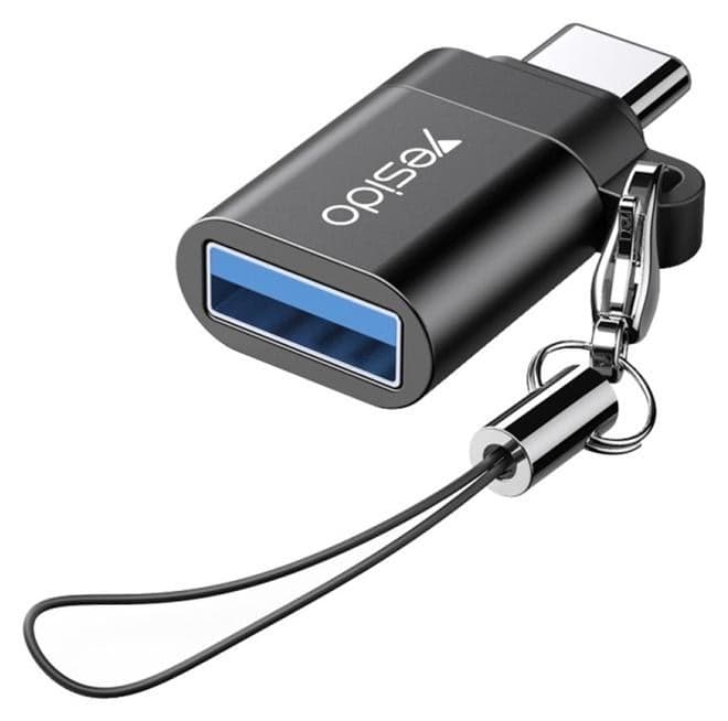 Yesido GS06 Type-C to USB 3.0 OTG Mini Connector Adapter with Keychain (Black) Data Cables