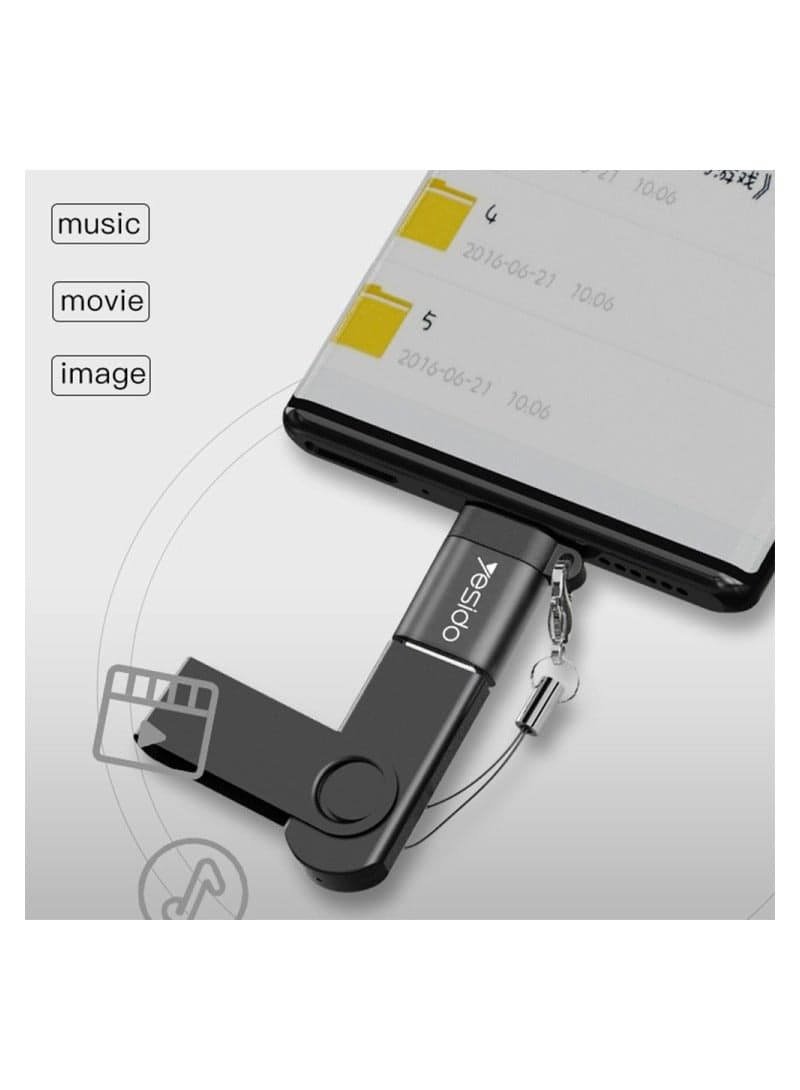 Yesido GS06 Type-C to USB 3.0 OTG Mini Connector Adapter with Keychain (Black) Data Cables (5)