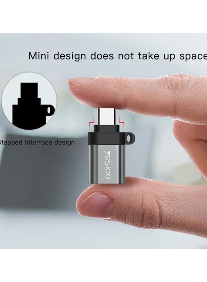 Yesido GS06 Type-C to USB 3.0 OTG Mini Connector Adapter with Keychain (Black) Data Cables (6)