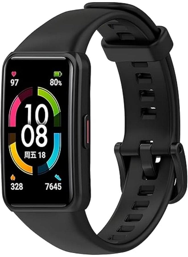 Replacement Silicone Strap Compatible with Huawei Honor Band 6 Watch, Adjustable Replacement Wristband for Huawei Band 6 Watch_black Smartwatch Bands