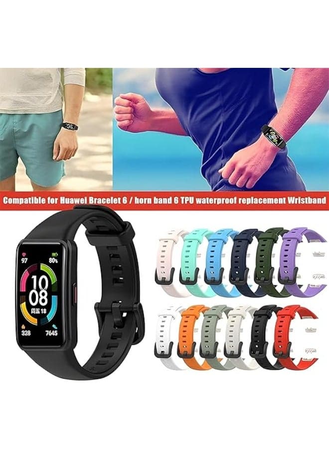Replacement Silicone Strap Compatible with Huawei Honor Band 6 Watch, Adjustable Replacement Wristband for Huawei Band 6 Watch_black Smartwatch Bands (4)