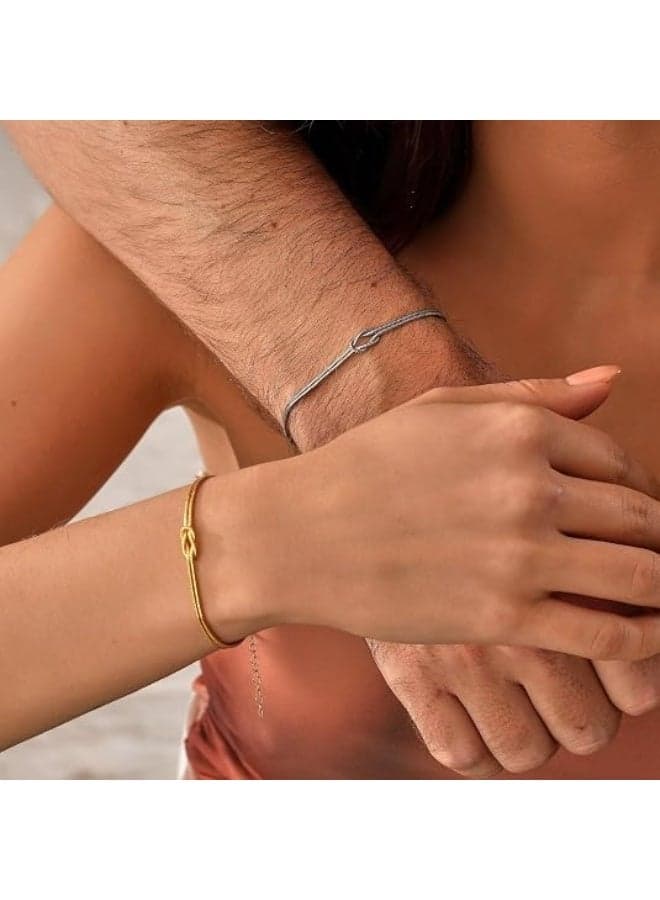 Love Knot Chain Bracelet for Couples Made of Stainless Steel with Adjustable Double Strand Design (3)