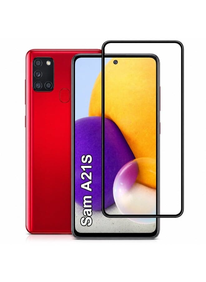 Deer Ghazala Shield ESD Anti-Static Tempered Glass Screen Guard for Samsung Galaxy A21s - Black Clear Mobile Screen Protectors
